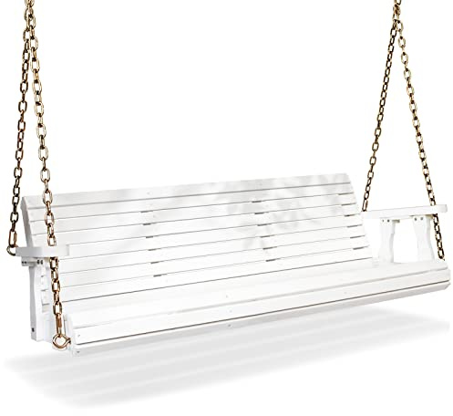 VINGLI 2026 Upgraded 5 FT Wooden Porch Swing, 880 LBS Heavy Duty, White