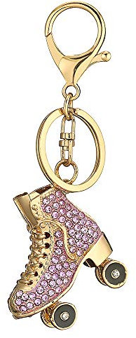 Skates strass portachiavi, ciondolo a forma di scarpa oro scintillante, rosa, L
