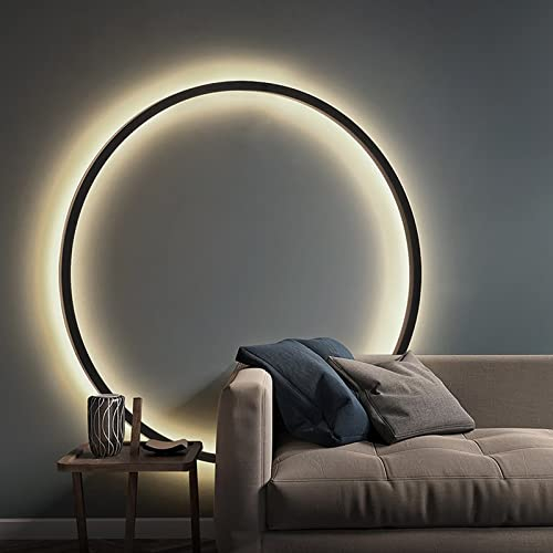 ZEHUILT Minimalistische Kreis Wandleuchte, Moderne Wand Indirekte Beleuchtung, LED Ring Wandleuchte Dimmbar mit Kabel und Stecker, Innen Runde Wandlampe für Wohnzimmer, Schlafzimmer, Büro,60cm