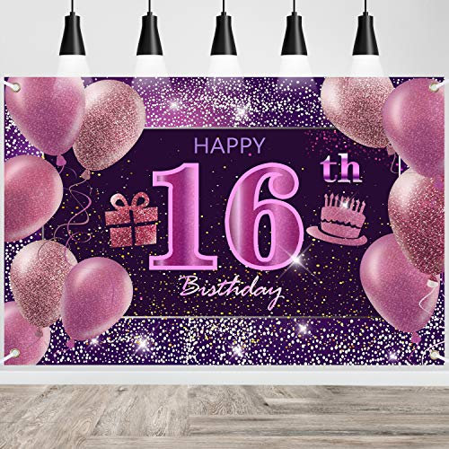 IMISI Happy Birthday Banner & Backdrop Decorations - Pink, Perfect for Parties