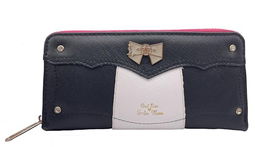 PHILOMI Sailor Moon Geldbörse Mädchen Niedlich Kleine Brieftasche Zarte Schleife Kawaii Brieftasche Kreditkartenhalter ID Fenster, Lang-schwarzweiß
