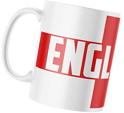 Purple Print House England Flag Mug, English Footy Rugby Coffee Cup, Flag Mugs For Football Fans, Football Mug For English Men Women Kids, One Size, White
