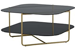 Venture Home 15598-458 Table Basse, métal, Laiton, Verre fumé