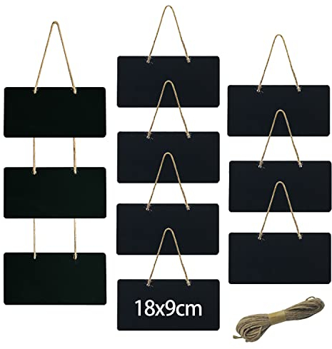 JJWNMLL 10 pcs Mini kreidetafel,kreidetafel zum aufhängen 18 x 9 cm,kreidetafel klein zum beschriften für Hochzeit, Küche Wand, Tischdekoration, Menü Zeichen, Festival Party Dekoration