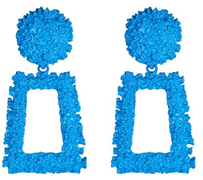EVER FAITH Orecchini geometrici a rettangolo in metallo azzurro, orecchini pendenti quadrati grandi per Donne Ragazze