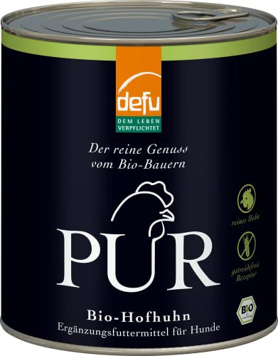 defu Hundefutter | 1 x 800 g | PUR Bio Hofhuhn | Premium Bio Nassfutter | Ergänzungsfuttermittel für Hunde