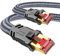 SNOWKIDS Cat 8 LAN Kabel 6m, 40Gbps Netzwerkkabel Hochgeschwindigkeits 2000MHz S/FTP Ethernet Kabel POE Gigabit RJ45 Nylon geflochtener Vergoldeter Patchkabel für PS5/4 Router Modem TV Switch Laptop