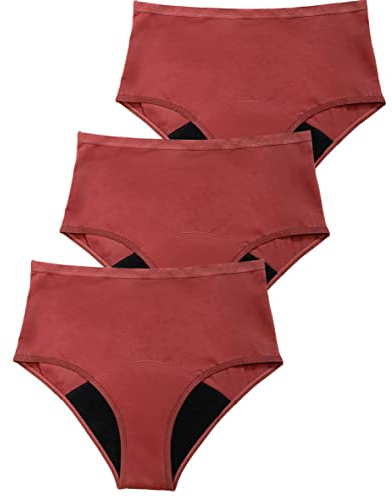 MYLILY® Periodenunterwäsche I Bio-Baumwolle I Periodenunterwäsche auslaufsicher I Nachhaltig & waschbar I Inkontinenz I Schwangerschaft & Wochenbett geeignet (3x High Waist Hagebutte, L)