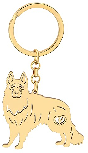 LONYOO Edelstahl niedlichen Hund Schlüsselanhänger Haustiere Hund Geschenke für Hundeliebhaber Frauen Mädchen Welpe Ringe Auto Schlüssel Geldbörse Charms (Vergoldet Deutscher Schäferhund)