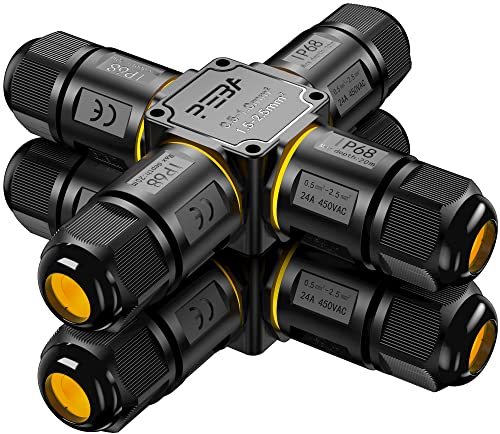 PEBA® Connecteurs de Câbles Étanches IP68 - Boîte de jonction 4 voies - 3 Fils - Raccord extérieur étanche pour jardin - Dérivation de câble Ø4-12mm - Boîtier électrique extérieur étanche et sécurisé
