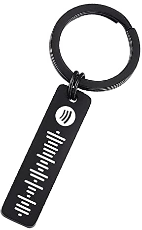 VEELU Porte Clef Personnalisable Scannable Spotify Code Coeur en Acier Inoxydable Porte Clé Personnalisé Musique Cadeau pour les Couples Femmes Maman