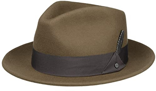 Stetson Burdock Fedora Wollhut - Schwarzer Hut - Klassischer Bogart-Stil - Wasserabweisend mit Asahi Guard - Herbst/Winter - Unisex braun L (58-59 cm)