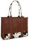 Montana West x Wrangler, Tote Bag für Damen, Western, Kuh-Druck, Designer-Handtasche mit Tragegriff oben, L Braun, Large