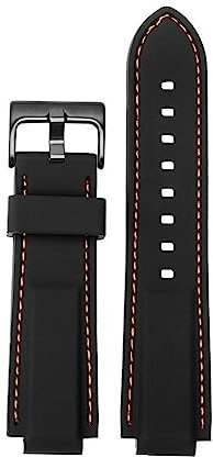 For Men's For Timex For E-tide Compass For T2N720 For T2N721 For TW2T76300 Waterproof Soft Silicone Rubber Watchband (Color : Black orange black, Size : 24-16mm)