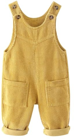 AOOPOO Salopette in velluto a coste per bambina e ragazzo, pantaloni con bretelle morbide, tuta intera, salopette con tasca frontale