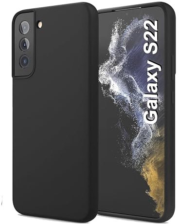 Cyber-Tech Case Compatible with Samsung Galaxy S22 5G, Silky-Soft Touch Full-Body Protective Phone Silicone Case, Shockproof Cover with Microfiber Lining Black