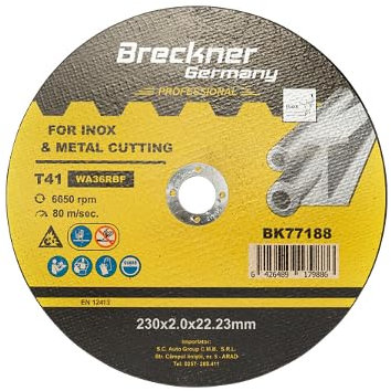 10 Pezzi Dischi da Taglio T41 230x2.0x22mm Acciaio INOX Ferro Metallo Disco Flessibili per Smerigliatrice Angolare Mola Taglio Breckner Germany