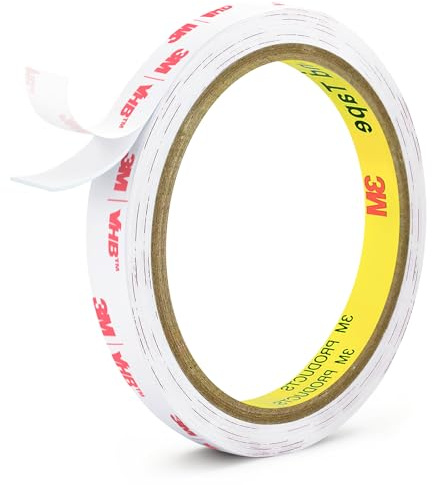 0.39in X 9.85ft Double Sided Tape Heavy Duty, Removable Mounting Tape for Wall, White Sticky Foam Tape, Picture Hanging Strips & Poster Hanger, Waterproof Adhesive Strips for LED Light