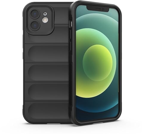 Knoowcase iPhone 12 Case Shockproof Soft Silicone Bumper Case Shock Absorbing Airbag Anti-Slip TPU Rubber Matte Shell Protective Cover for iPhone 12, Black