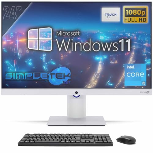 SIMPLETEK - All in One Computer Touch 24 FHD Core i5 | Windows 11 Pro 8GB RAM - SSD 240GB | Touchscreen PC Aio Integrated Webcam