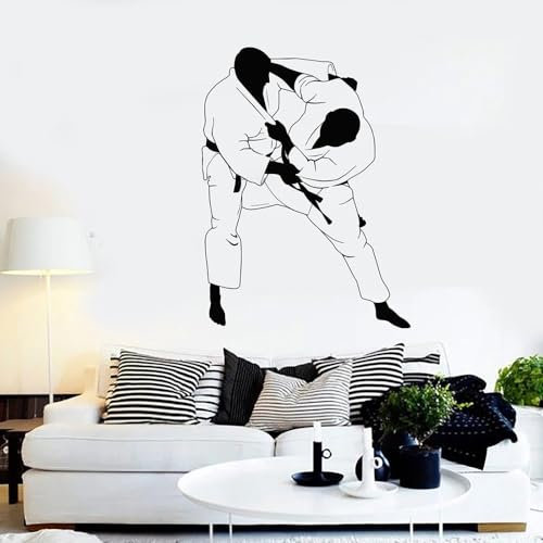 Judo Wandkunst Aufkleber Wandbild Jiu Jitsu Sport Kampf Martial Wandtattoo Abnehmbare Zimmer Tapete Schlafzimmer 31x42cm