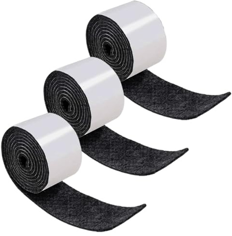 EIYVPRA Filzgleiter Selbstklebend, 3 Rollen Selbstklebendes Filz für Möbel (100cm * 2cm),Filzunterlage für Stühle, Stark Klebendes Gleitmatten Band, Bodenschutz, für Stühle, Schwarz