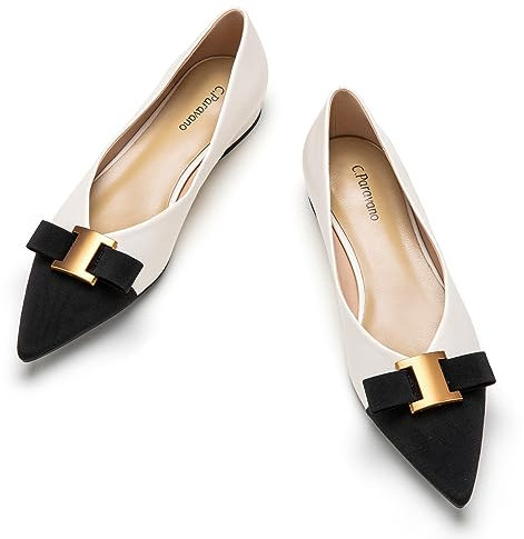 C.Paravano Damen Ballerinas Flache Schuhe für Damen Spitze Ballerina Elegante Bequem Ballerinas für Alltag, Büro & Freizeit (39,Weiß)