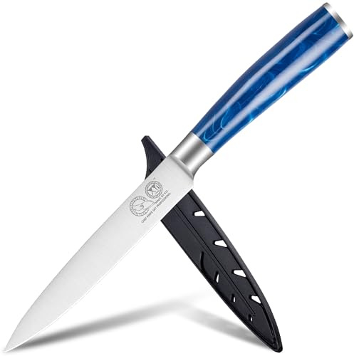 XYJ Authentic Since 1986,Utility Knife 5 Inch Stainless Steel,Razor-Sharp Kitchen Knife, Meat Cleaver,Kitchen Cutlery,Steak Knife With Cover for Kitchen Outdoor Camping