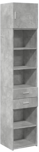 vidaXL Hochschrank Schmal Betongrau 45x42,5x225 cm Holzwerkstoff, Hochschrank schmal, Schrank hoch, hoher Schrank, Schrank schmal, schmaler Schrank