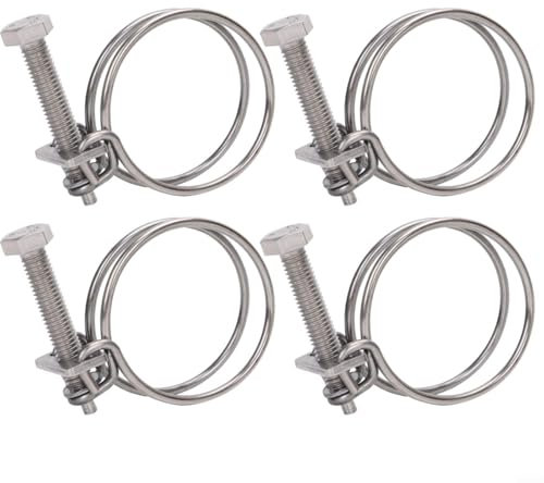 CWOQOCW 4Pcs Wire Hose Clamp Stainless Steel Wire Clamps Hose Clamp Spiral Hose Air Hose for Fuel Lines, Spiral and Air Hoses(31-35mm)