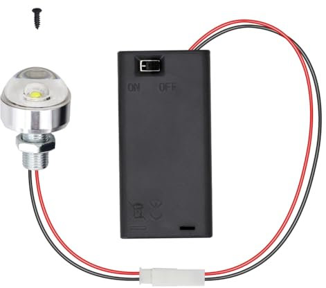 Battery Operated LED Lights DIY House Accessory for Dollhouse Miniature, Battery Holder with LED Light Flexible Wire-2 PCS AA Battery Holder LED Lamp-1 Pack (Cool White)