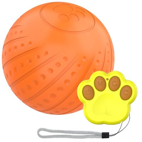 Hsthe Sea Balle pour Chien télécommandée à LED, Balle à roulement Automatique Intelligente avec Cordon de Chargement USB, Balle Amusante et Robuste pour Chiens de Petite et Moyenne Taille