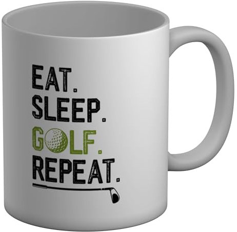 Shopagift Eat Sleep Golf Repeat Mug Funny Hole in One White 11oz Large Ceramic Cup