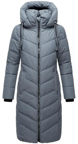 Navahoo Damen Winter-Steppmantel Sahnekatzii XIV, große Kapuze abnehmbar | Länge: knielang | Wärmegrad 3 von 3 – extra warm | wasserabweisend | abnehmbare große Kapuze