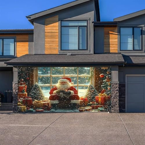 Allbestop Garagenbanner Weihnachten,Garagentor Banner Weihnachten Türabdeckung Dekoration Große Größe Xmas Frohe Weihnachten Dekorationen Weihnachtsdeko Garagentor