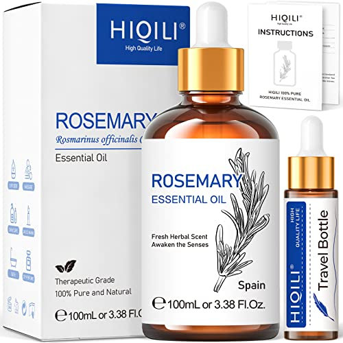 HIQILI Reines Rosmarinöl 100ml – Vorbeugung Haarausfall, Haarwuchsförderung, Kopfhautpflege, Massagen, Aromatherapie, Haarewaschen