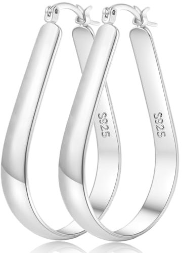 Senteria Ohrringe Silber 925 Creolen Hypoallergen Oval Creolen Silber Groß Leichte Ohrringe Groß Damen Mädchen 65MM