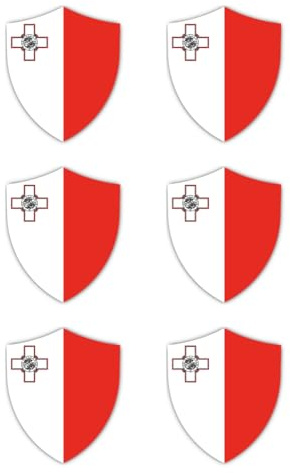 Aufkleber: 50 mm, 6 Stück - Flagge Schild - Malta - MT - für Auto, Laptop, Koffer und mehr