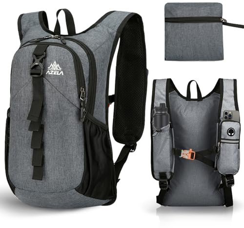 wokdsbl Faltbarer Rucksack Grau Ultraleicht 15L Wasserdichter Tagesrucksack Reiserucksack Wanderrucksack für Trekking Business Kurztrip Outdoor Herren Damen