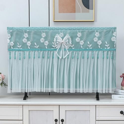 Treer Funda de Polvo para TV 32 a 75 Pulgadas, Funda para Televisor Tela de Encaje Cubierta Antipolvo TV Universal Lavable para Protector Cubierta Pantalla (85 pulgadas,H12-verde)