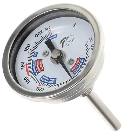 TEMPNAP Stainless Steel Wine Thermometer Bimetallic Axial Thermometer for Winemaking Read Scale