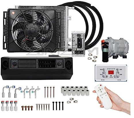 KONGMM Aire acondicionado para autocaravanas, universal, 4 agujeros, 2 agujeros, aire acondicionado eléctrico, compresor de aire acondicionado 12 V 24 V para coche, furgoneta, calle, Rod Hot Classic A