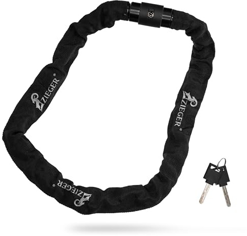 ZIEGER Fahrradschloss Chain 900 – Robustes Kettenschloss mit 90 cm Stahlkette & Textilmantel