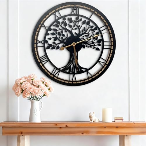 Whdifsag Tree of Life Wall Clock, Clocks For Living Room, Kitchen Clock Quiet and No Ticking, Suitable for Wall Decor, Living Room Decoration, Kitchen Decoration(60CM)