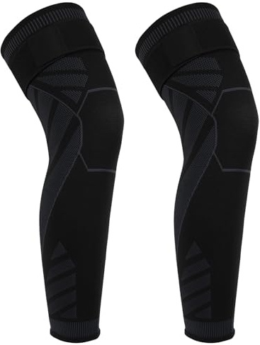 Adiwo Manga de Compresión de Pierna Completa, Rodilleras largas Baloncesto y Ciclismo, Compresion Protector de Soporte for Correr Soporte de Muslo, Protección de Pantorrillas (par) L