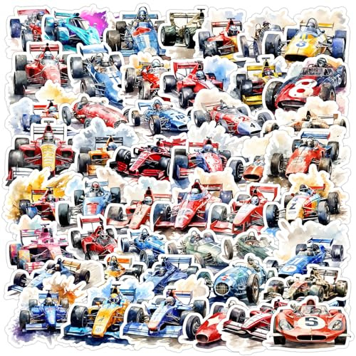 50 PCS Racing Car Stickers,Racing Sticker Pack Vinyl Skateboard Guitar Door Laptop Luggage Car Bike Water Bottle Birthday Party Supplies Teens Boys and Girls Decals