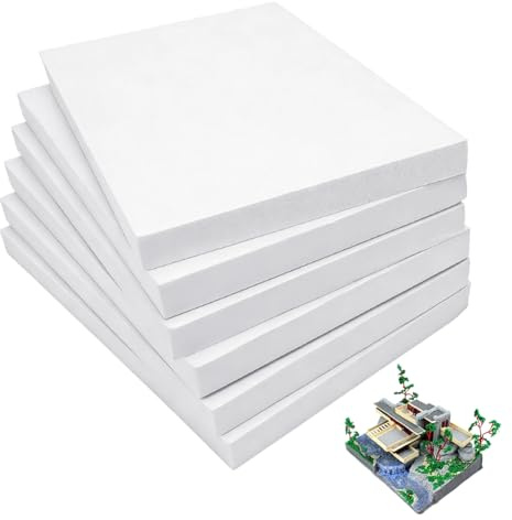 Wapasezyar Placa de espuma rígida de alta densidad, placa de bricolaje, modelo de bricolaje, bloque base de diorama, kit de construcción (6, blanco, 30 x 20 x 2 cm)