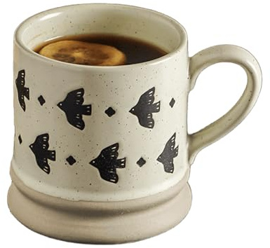 widenlise 400ml-14oz Coffee Mugs Creative Coffee Cup, Vintage Handmade Mug, Ceramic Mug Cup, Latte Cappuccino Cups, Hot Chocolate Cups Tea, Dishwasher and Microwave Friendly (Art Deco, Bird)