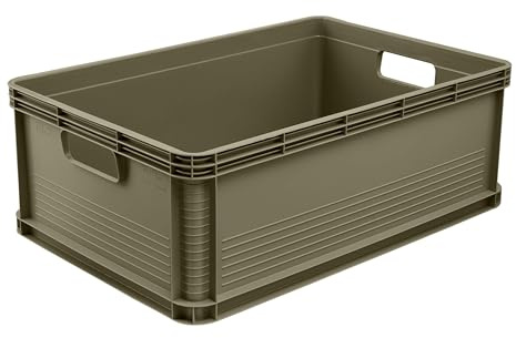 keeeper robert Transportbox, 45 l, 60 x 40 x 22 cm, Olivgrün | Verstärkte Ränder und Seiten, Fest integrierte Griffe, Sicher und platzsparend aufeinander stapelbar, Max. Tragkraft 60 kg