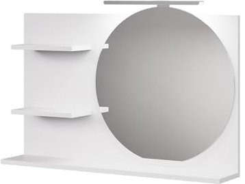 Vicco Spiegelregal Avena, Weiß, 80 x 50 cm | mit 3 offenen Fächern, zur Wandmontage mit integrierter LED-Beleuchtung